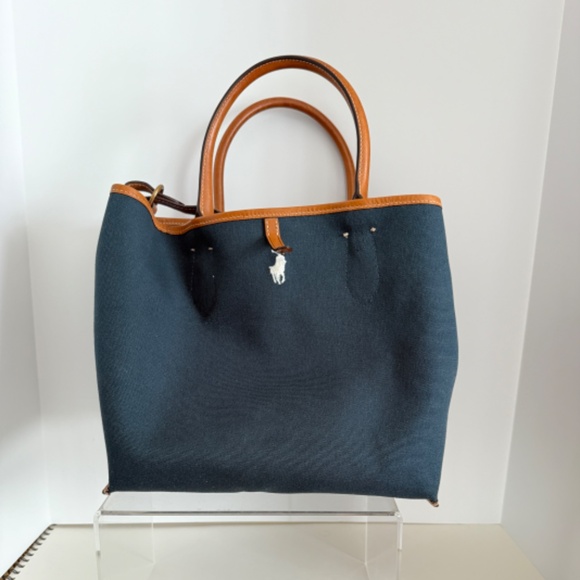 EUC POLO RALPH LAUREN Canvas Bellport Medium Tote Carolina Sky Blue - Picture 9 of 14